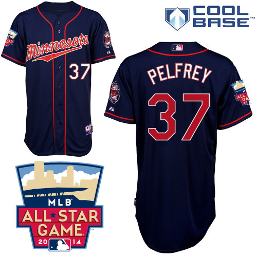 Mike Pelfrey #37 MLB Jersey-Minnesota Twins Men's Authentic 2014 ALL Star Alternate Navy Cool Base Baseball Jersey